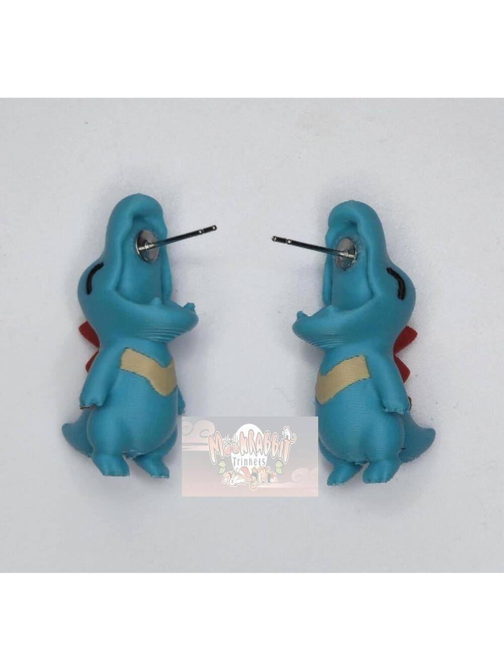 Pokemon Gift - Totodile Earrings - Pokopia Gamer Gift - Gift for Her - Mom Gift
